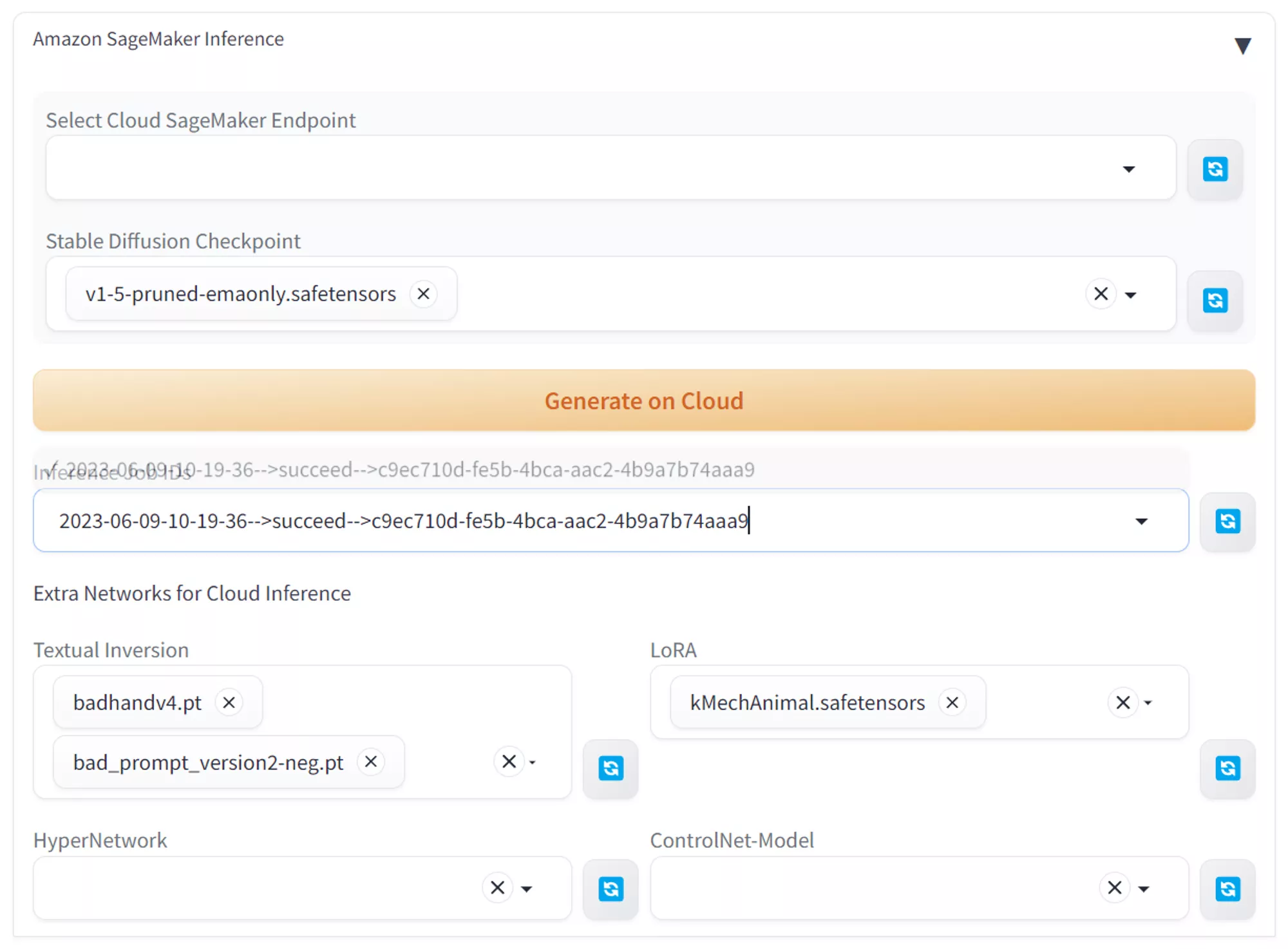 AWS SageMaker 推理界面